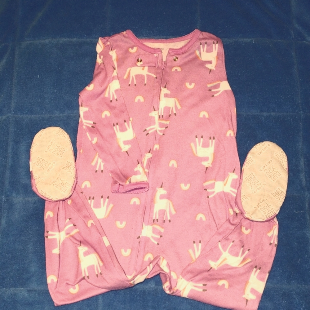 Carter's girls just one you UNICORN PAJAMA FOOTIE PJS